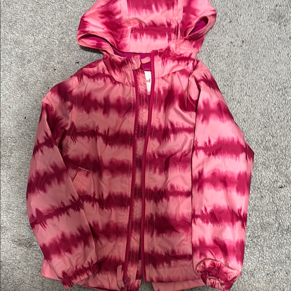 Pink and Red Tie-Dye Hooded Jacket